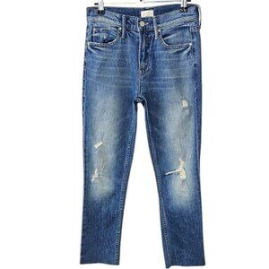 MOTHER The Flirt Fray Jeans in Cold Feet, Distressed, Raw Edge Hem Size 23